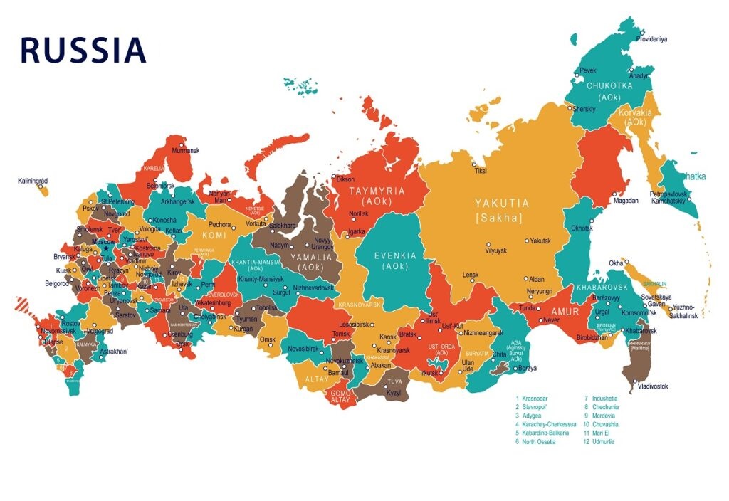Rosja mapa i flaga